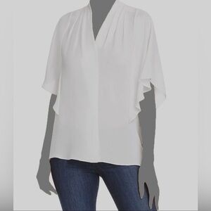 Kobi Halperin White Flutter Sleeve Blouse